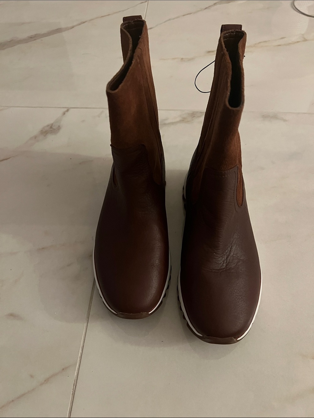 Cole Haan Brown Grand.OS Leather and Suede Waterproof Booties